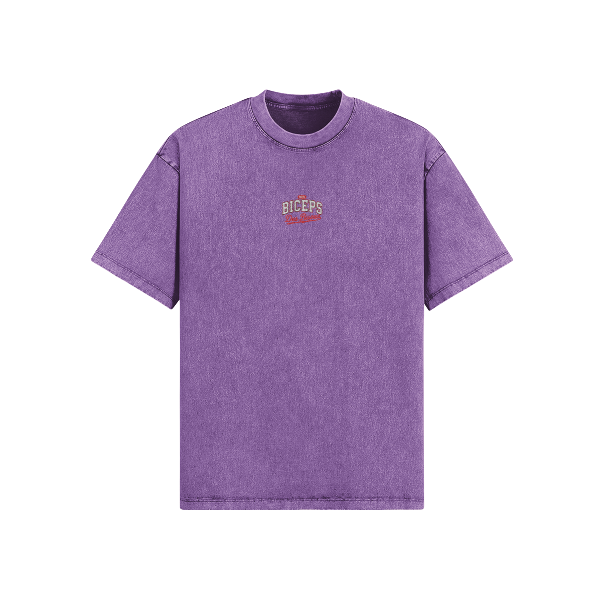 T-shirt oversize Des Biceps Des Bisous V2 Athletic Dept. snow wash lavande, vue de face avec petit logo poitrine – WOD.LOL
