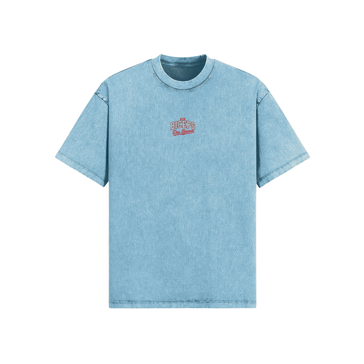 T-shirt oversize Des Biceps Des Bisous V2 Athletic Dept. snow wash bleu pastel, vue de face avec petit logo poitrine – WOD.LOL