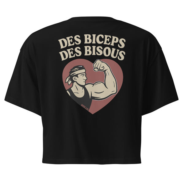 Crop top Des Biceps Des bisous Noir 100% Coton