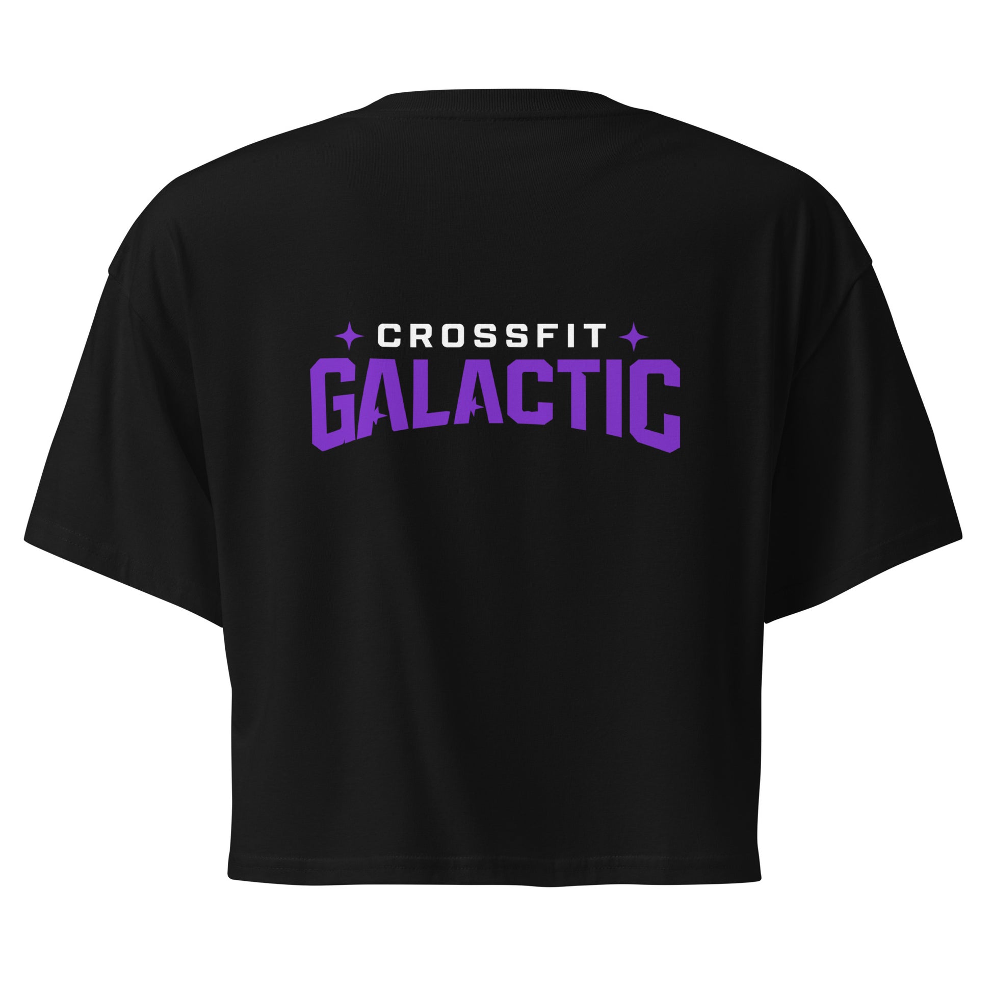 Crop top crossfit femme Original noir, dos avec logo CrossFit Galactic — WOD.LOL